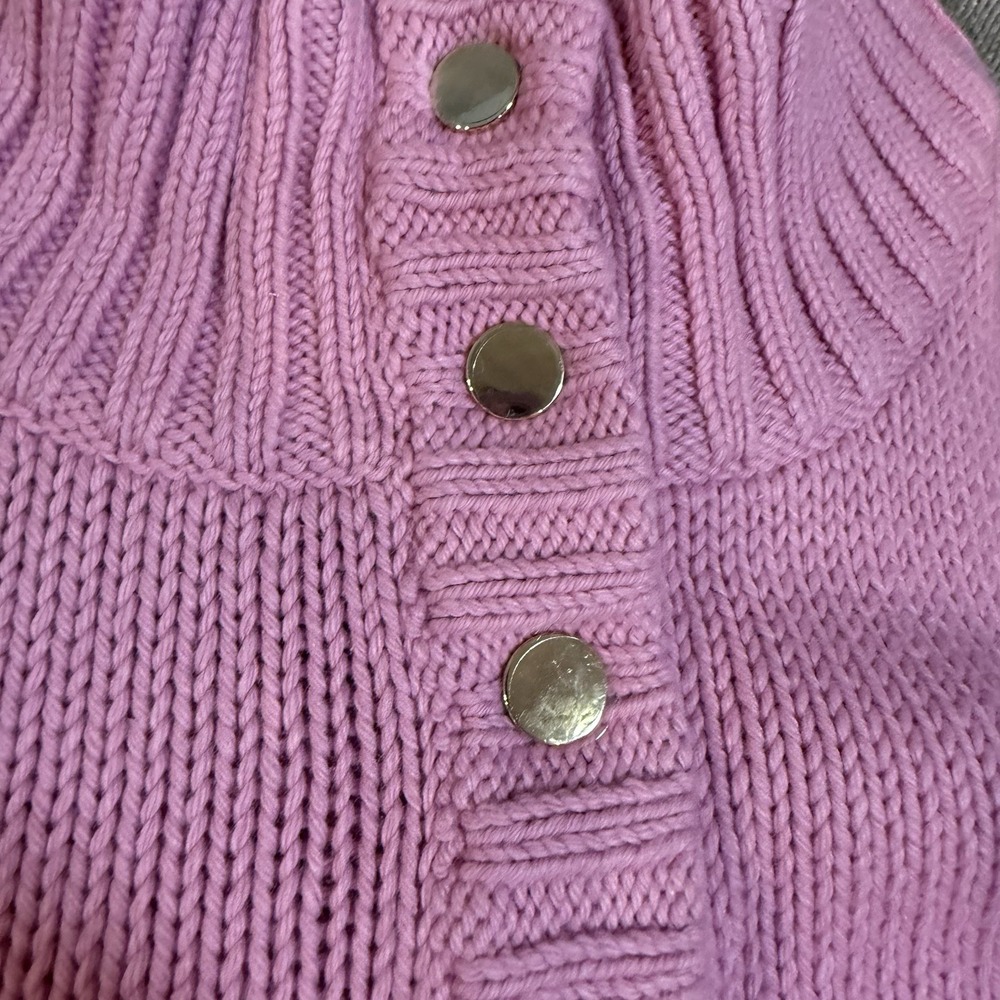 Talbots Pink Knit Sweater Women Small‎ Mock Neck Button Pullover Sz L - Picture 2 of 9
